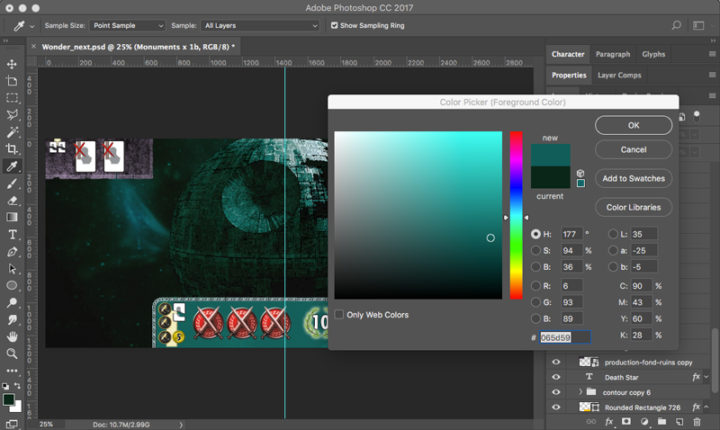 Using the Photoshop Color Picker tool.