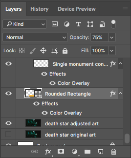 Blending Options Effects in the Layers panel.